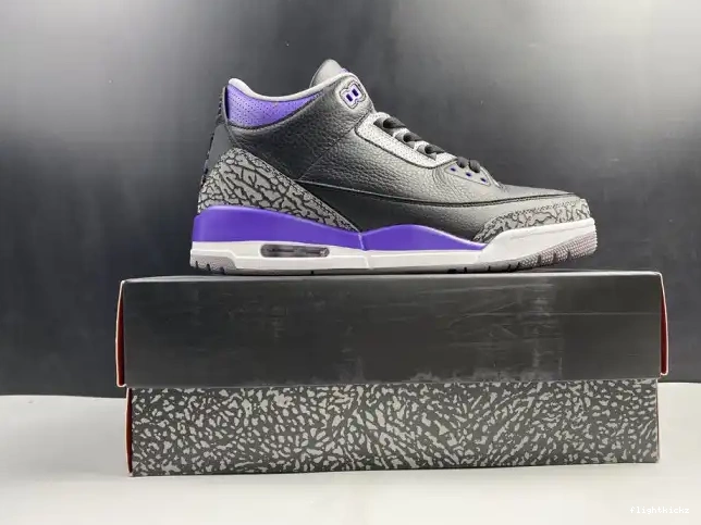 CT8532 Air 050 Retro Black 3 Court Purple Jordan 0430